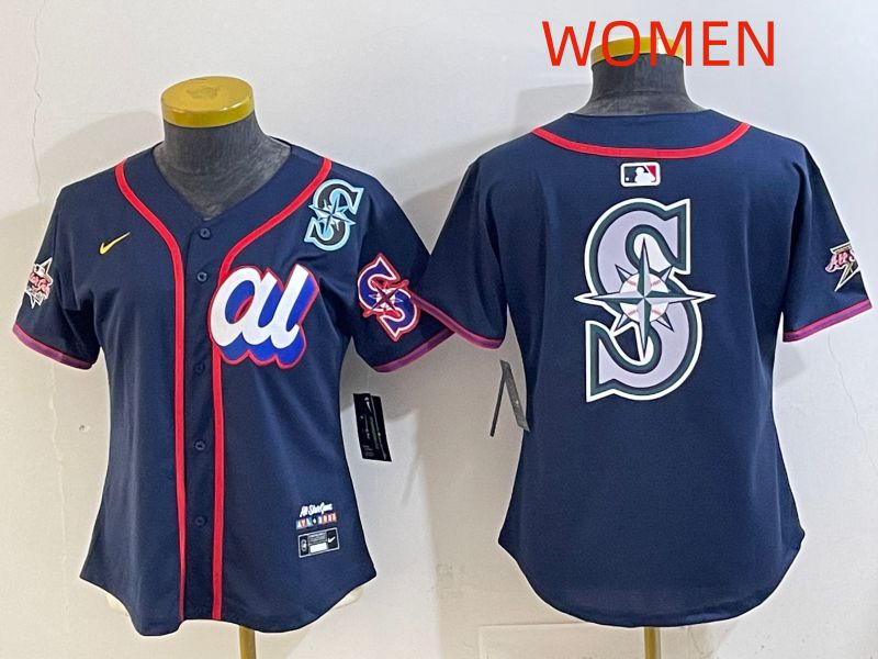 Women 2025 Seattle Mariners Blank Drak Blue All star Nike MLB Jersey style 011